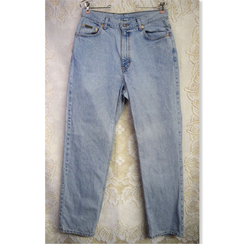 VTG 90s Calvin Klein Womens Sz 12 32x32 Light Wash Jeans Enzyme Wash USA Cotton